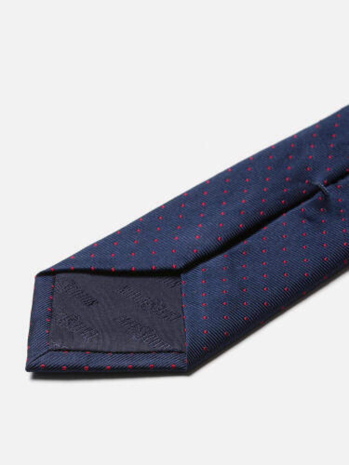 Navy Enrico silk tie with red dots