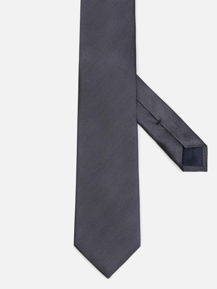 Cravate Jess en chevron de soie anthracite