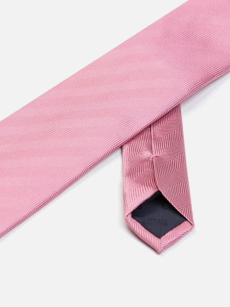 Cravate Jess en chevron de soie rose