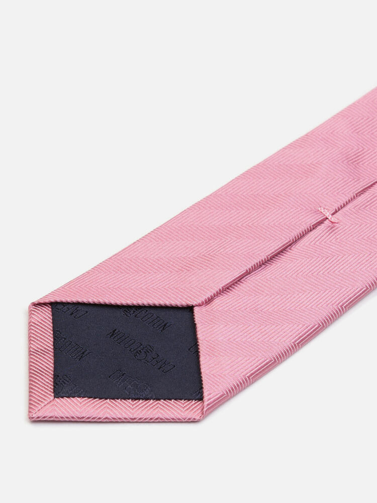 Cravate Jess en chevron de soie rose