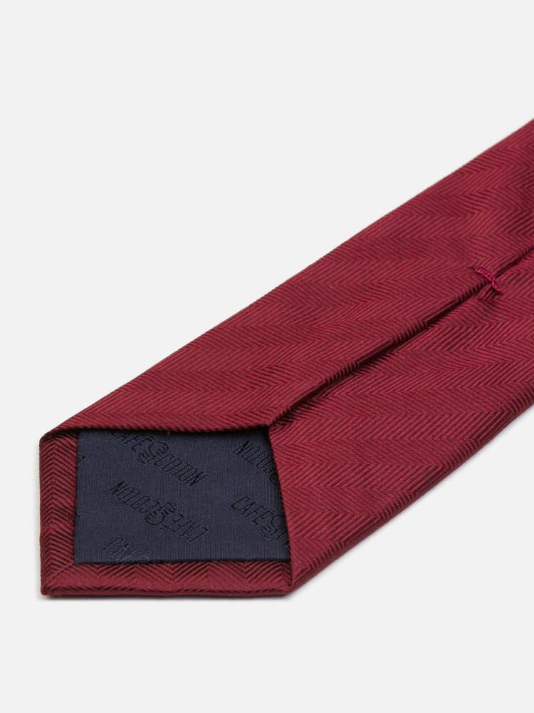 Cravate Jess en chevron de soie bordeaux