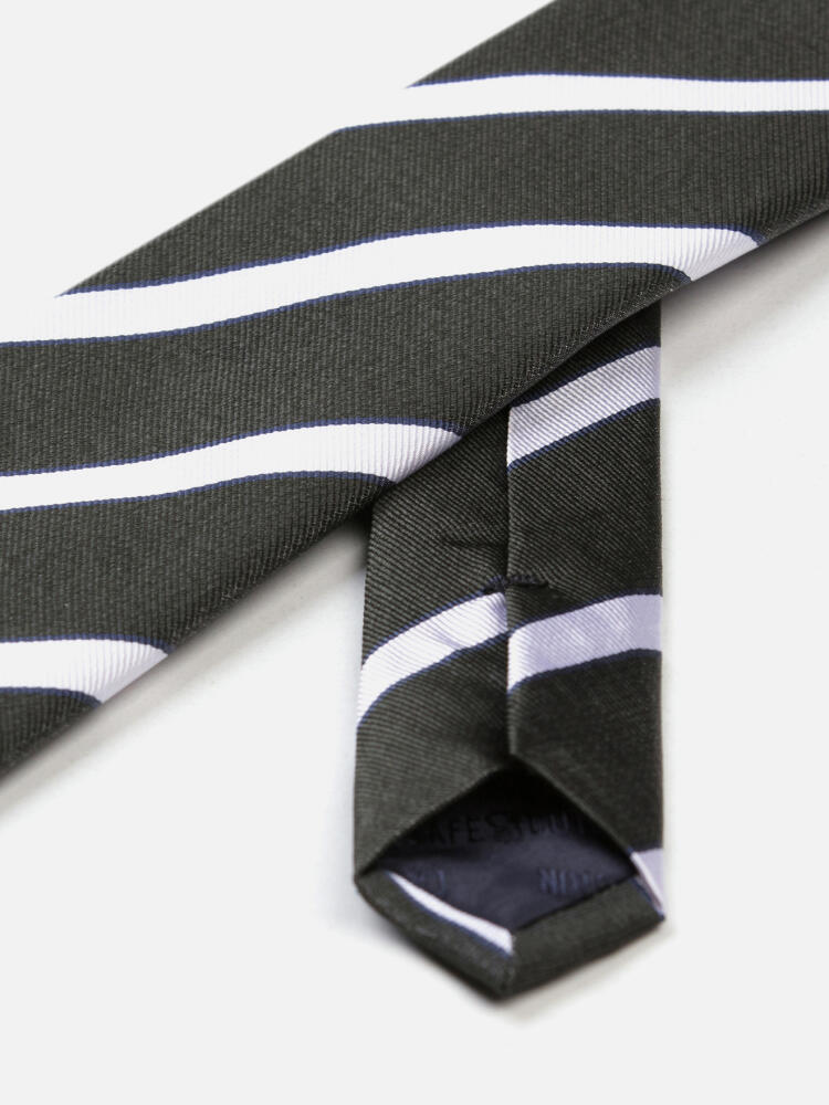 Corbata de seda Liam a rayas caqui