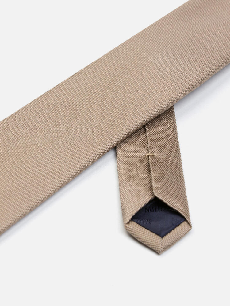 Cravate Marilis en oxford de soie beige