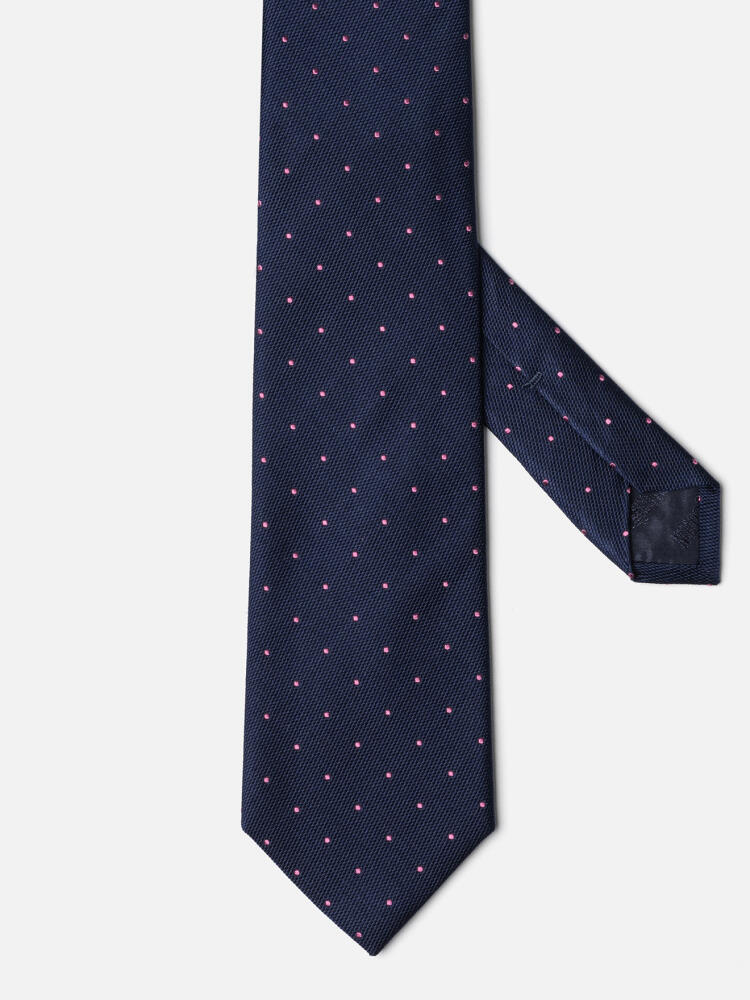 Pink polka dot silk tie