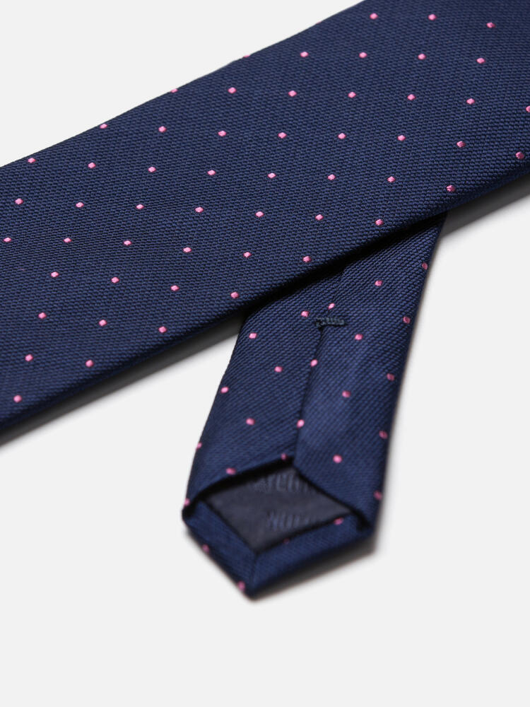 Pink polka dot silk tie