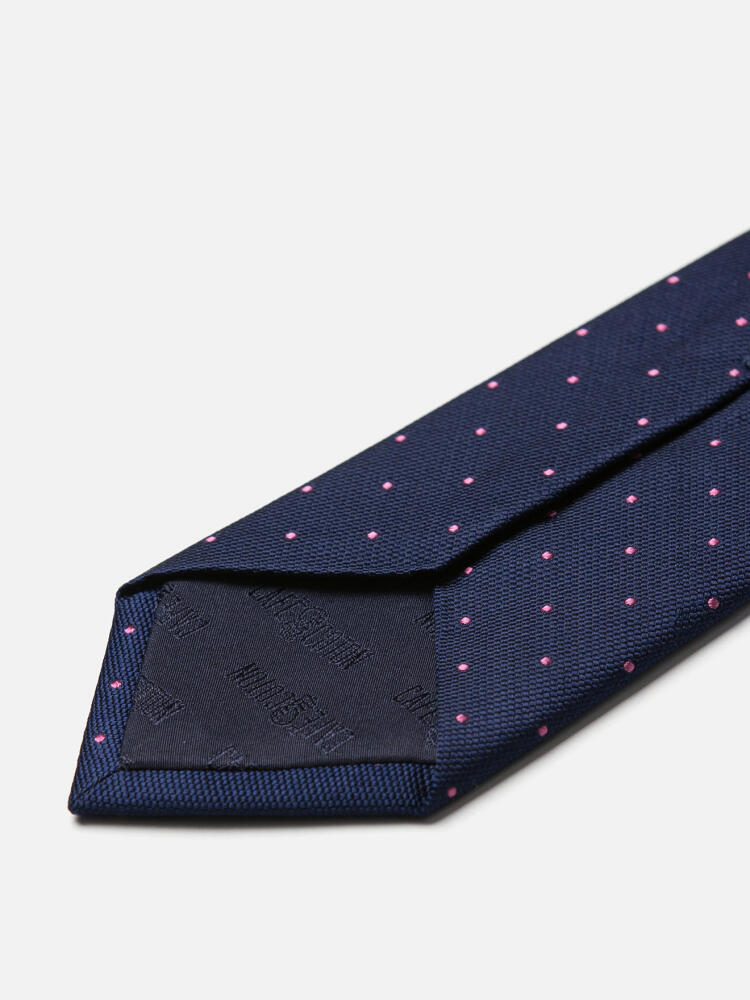 Pink polka dot silk tie