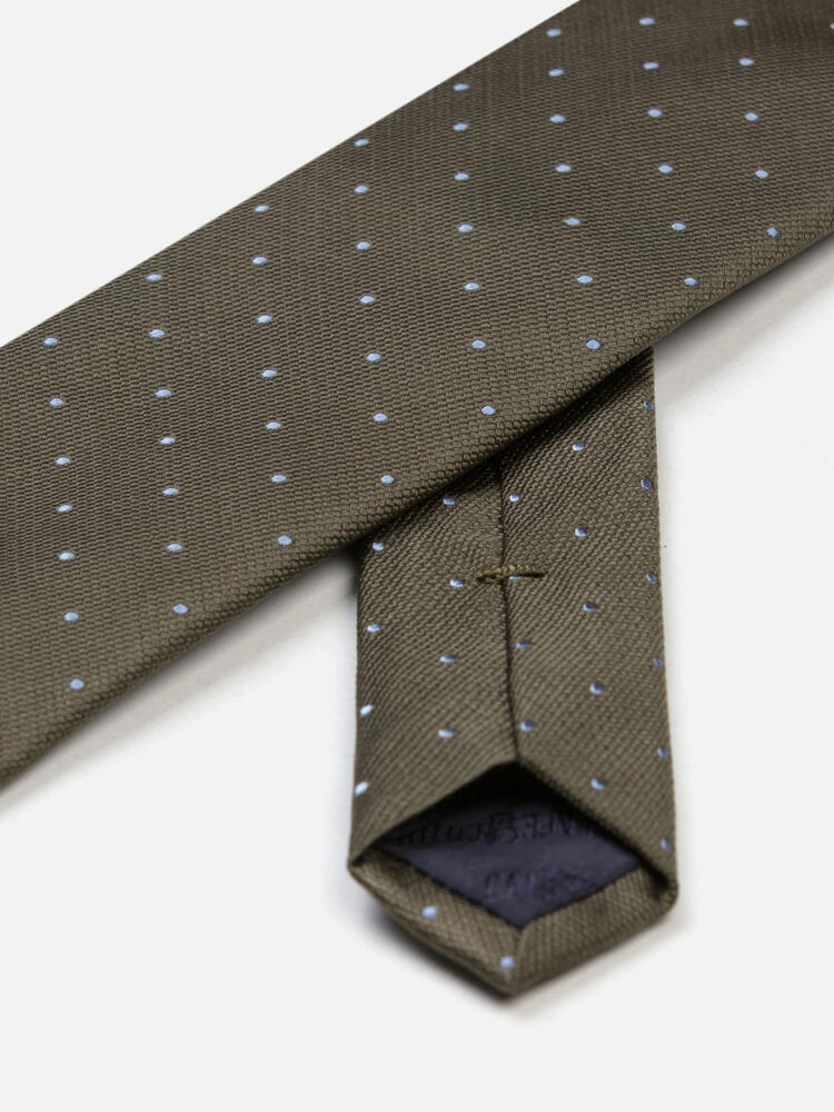 Corbata de seda Paolo con lunares caqui