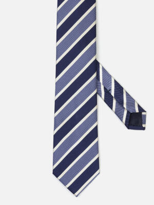 Corbata de seda Ron a rayas azules