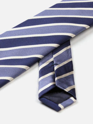 Corbata de seda Ron a rayas azules