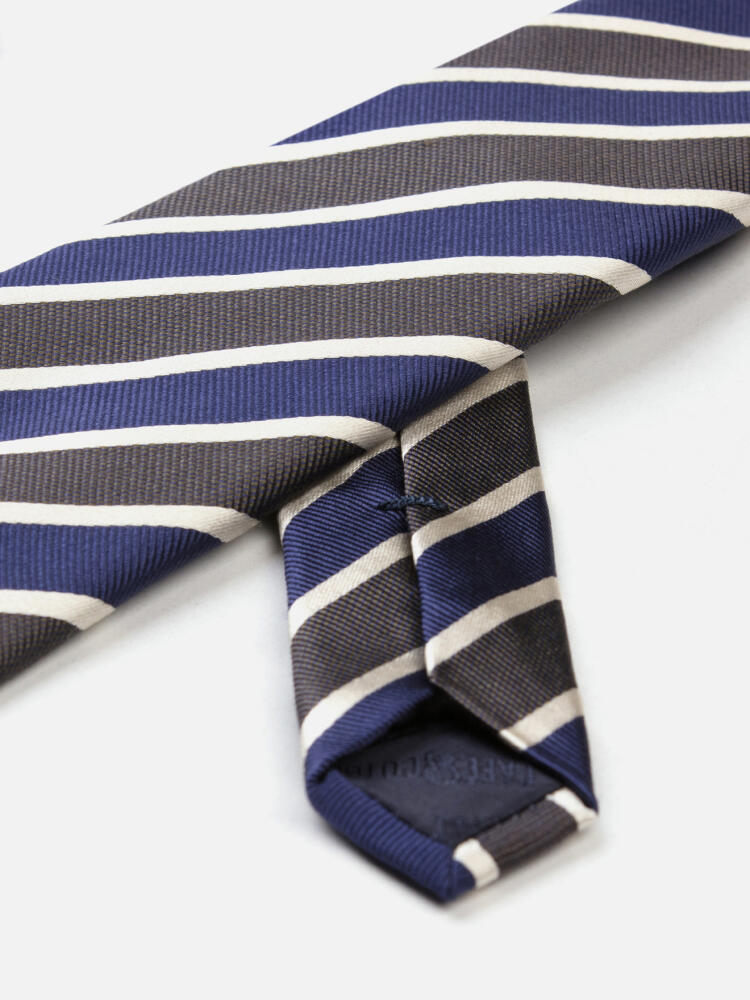 Corbata de seda Ron a rayas caqui