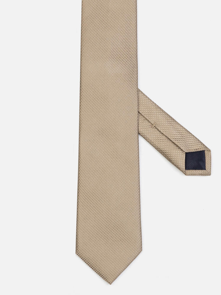 Cravate Rym en soie textur&eacute;e beige