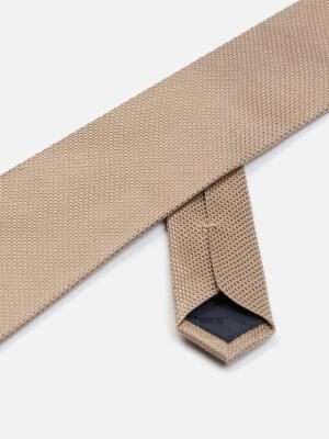 Cravate Rym en soie textur&eacute;e beige