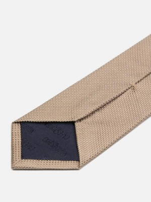 Cravate Rym en soie textur&eacute;e beige