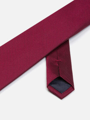 Cravate Rym en soie textur&eacute;e rouge