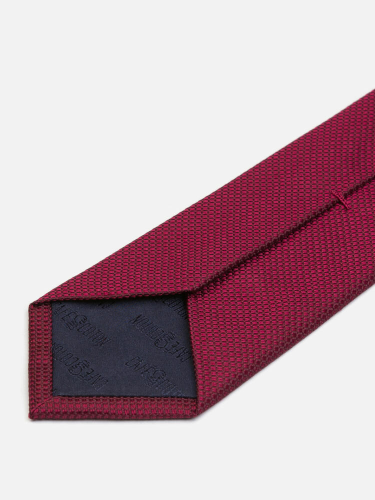 Cravate Rym en soie textur&eacute;e rouge