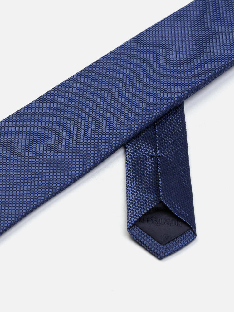 Cravate Rym en soie textur&eacute;e bleu
