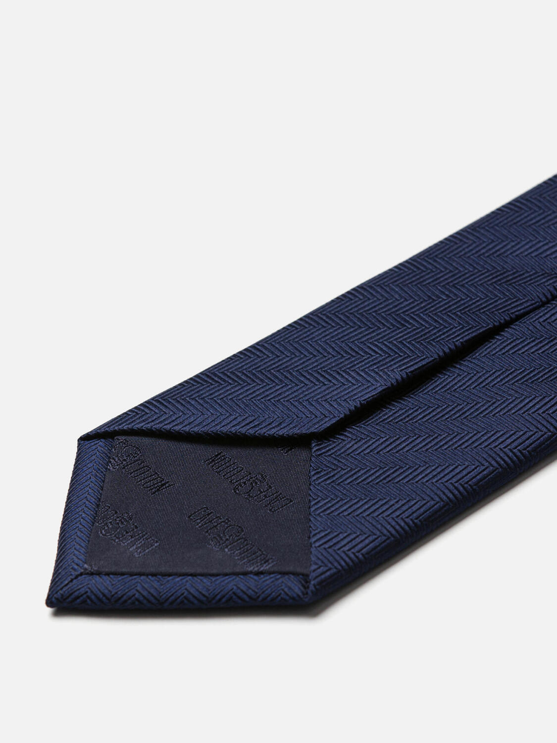 Zijden stropdas in marine visgraat