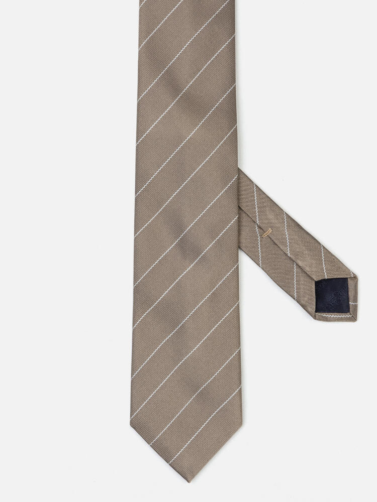 Corbata de seda Sole a rayas beige