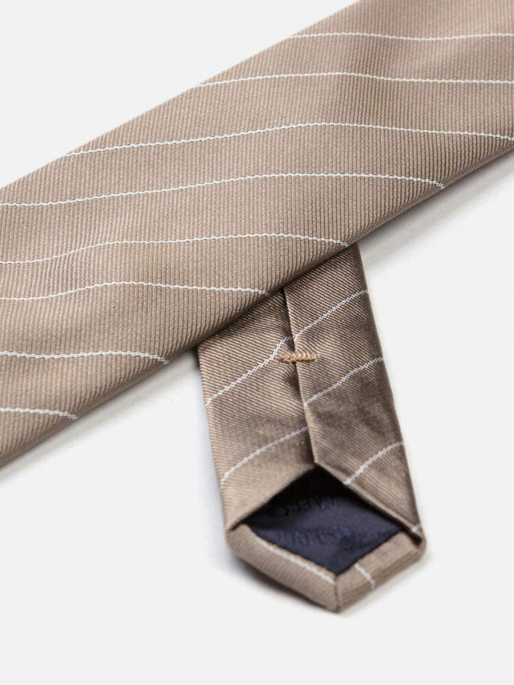 Corbata de seda Sole a rayas beige