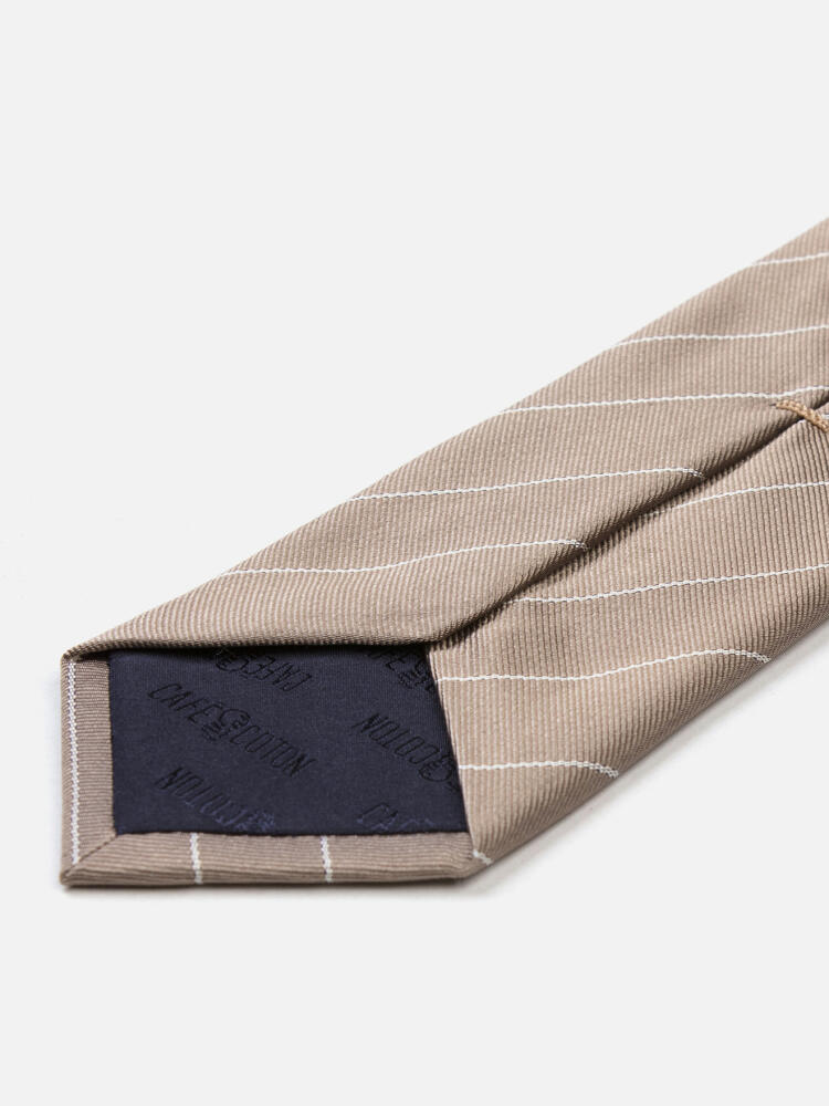 Corbata de seda Sole a rayas beige