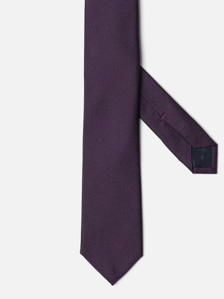 Slim tie in eggplant micro silk braid