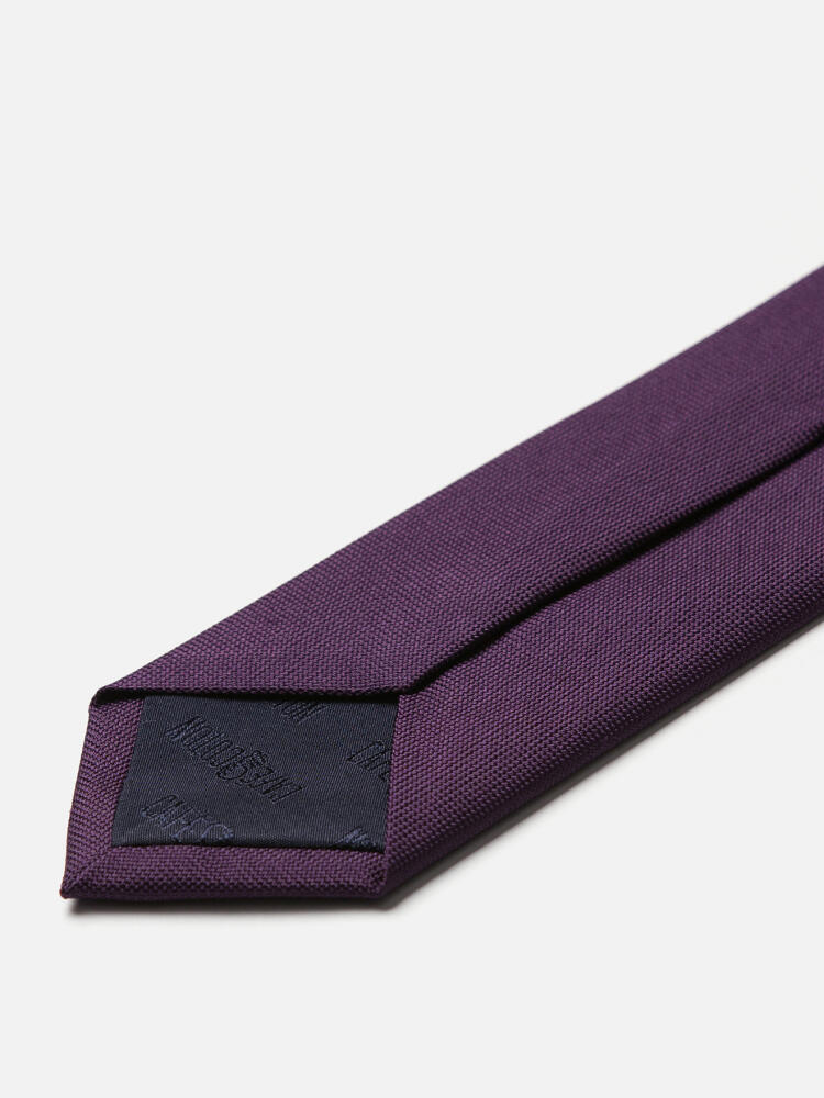 Slim tie in eggplant micro silk braid