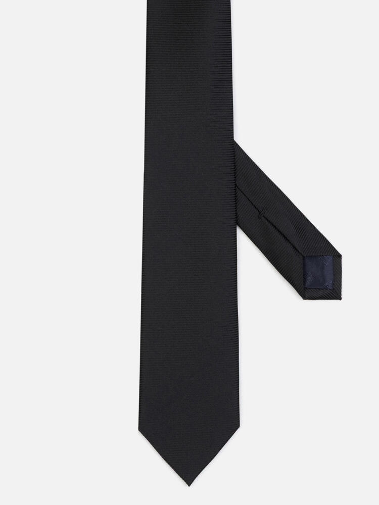 Cravate slim Anders en soie serg&eacute;e noire