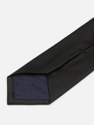 Cravate slim Anders en soie serg&eacute;e noire