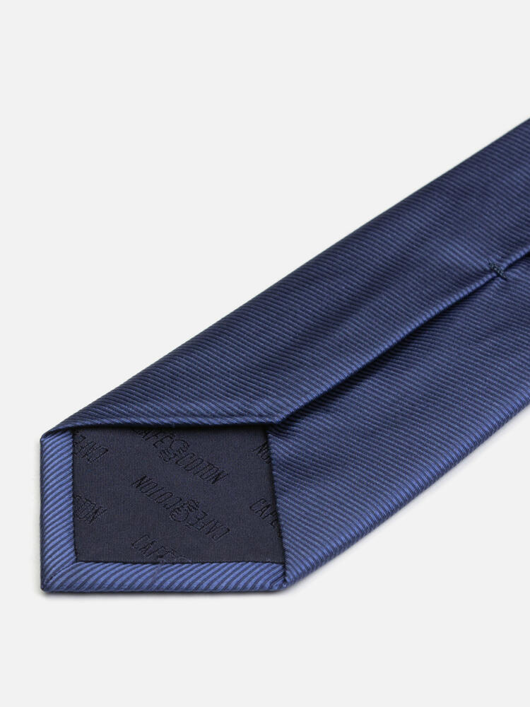 Cravate slim Anders en soie serg&eacute;e bleue