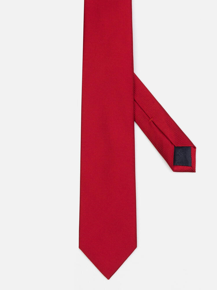 Cravate slim Anders en soie serg&eacute;e rouge