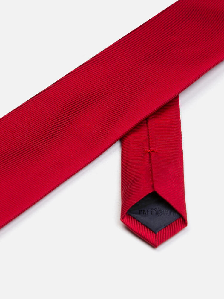 Cravate slim Anders en soie serg&eacute;e rouge
