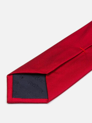 Cravate slim Anders en soie serg&eacute;e rouge