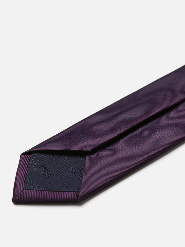 Slim-Fit-Krawatte aus Twill-Seide in Aubergine