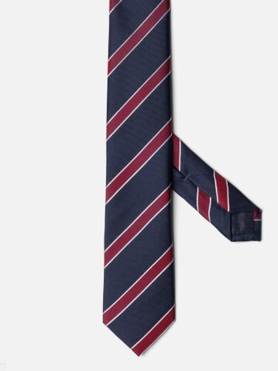 Slim Barney Krawatte marine mit roten Streifen