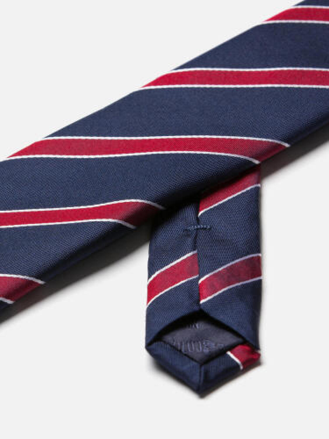 Slim Barney Krawatte marine mit roten Streifen