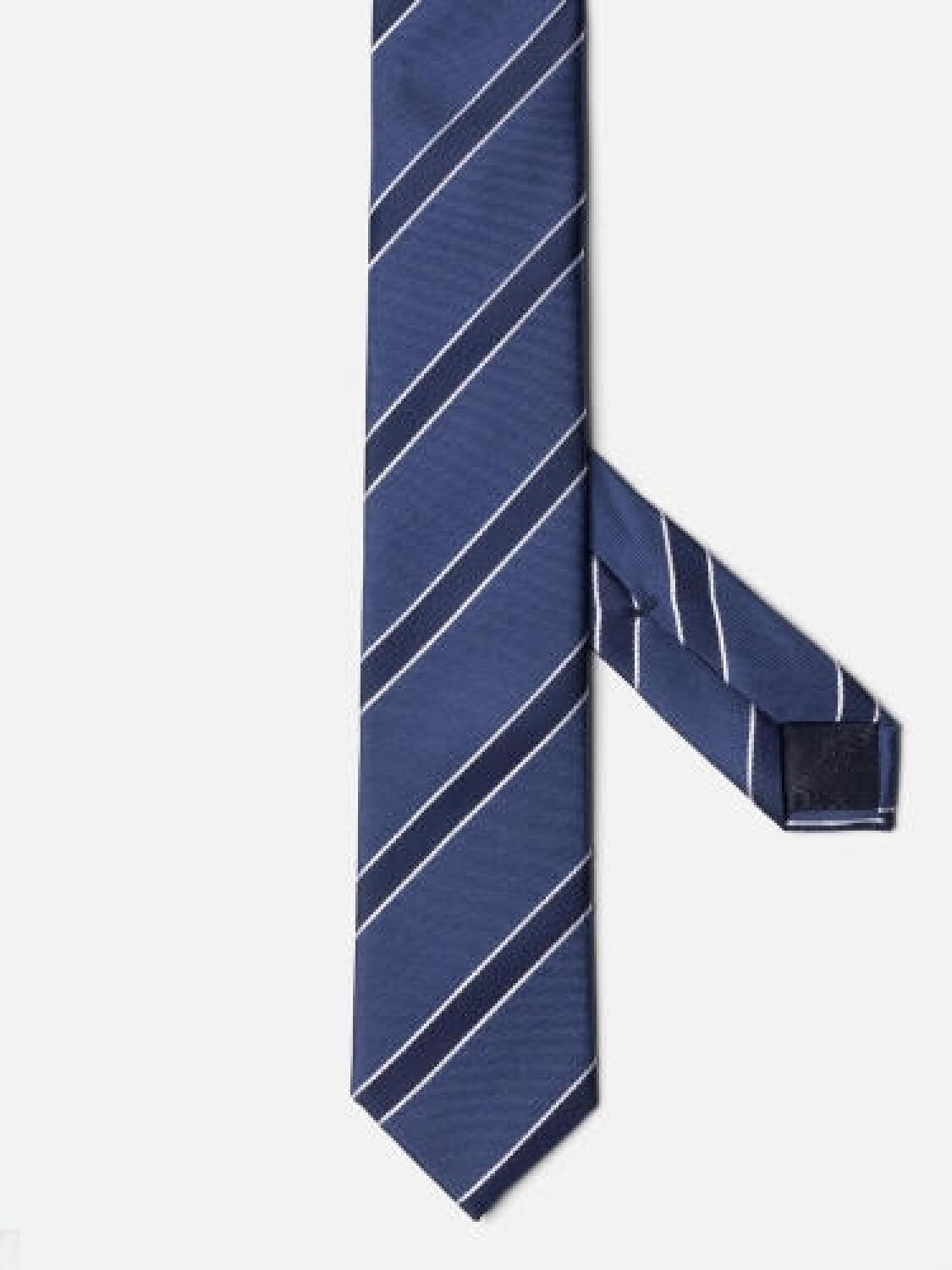 Barney blue navy stripe skinny tie