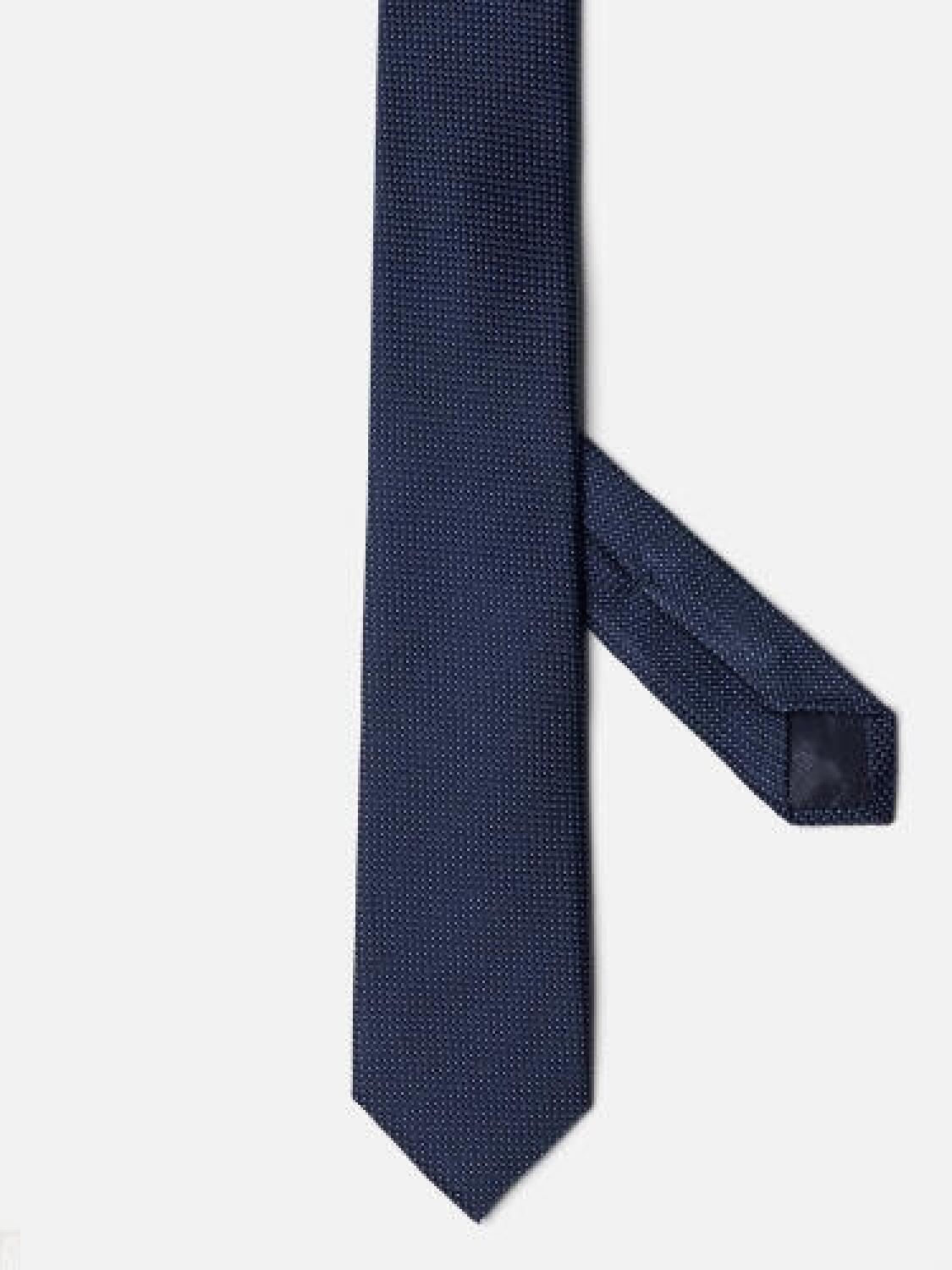 Cravate slim Como marine natt&eacute; ciel