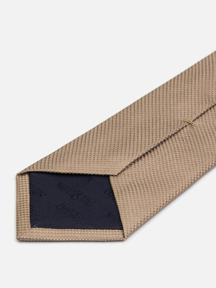Cravate slim Deven en soie textur&eacute;e beige