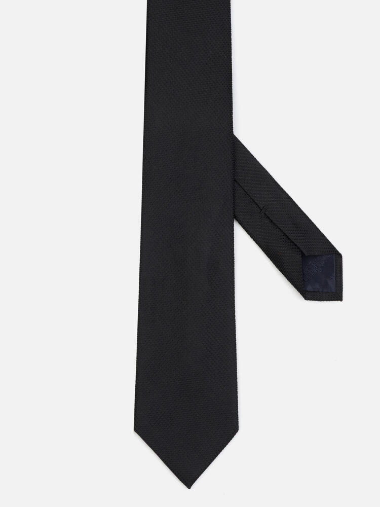 Cravate slim Deven en soie textur&eacute;e noir