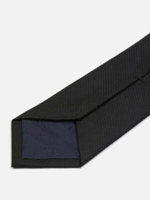 Cravate slim Deven en soie textur&eacute;e noir
