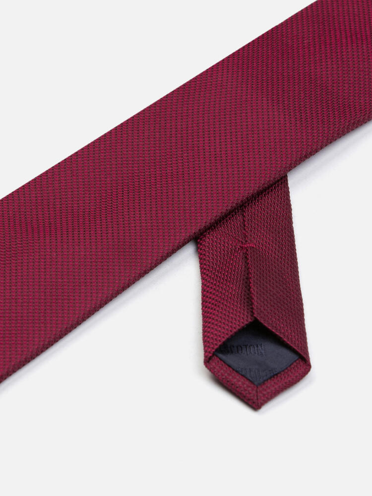 Cravate slim Deven en soie textur&eacute;e fuschia