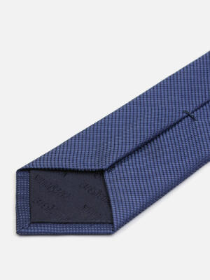 Cravate slim Deven en soie textur&eacute;e bleu