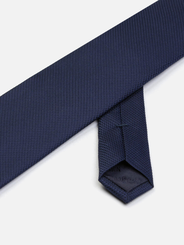 Cravate slim Deven en soie textur&eacute;e marine