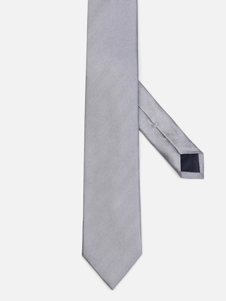 Cravate slim Jess en chevron de soie gris