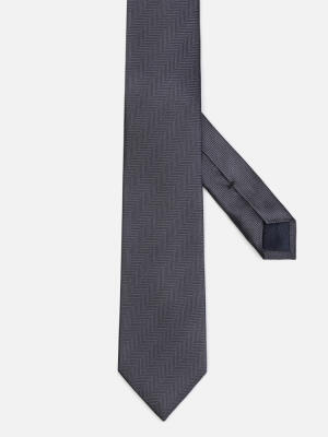 Cravate slim Jess en chevron de soie anthracite
