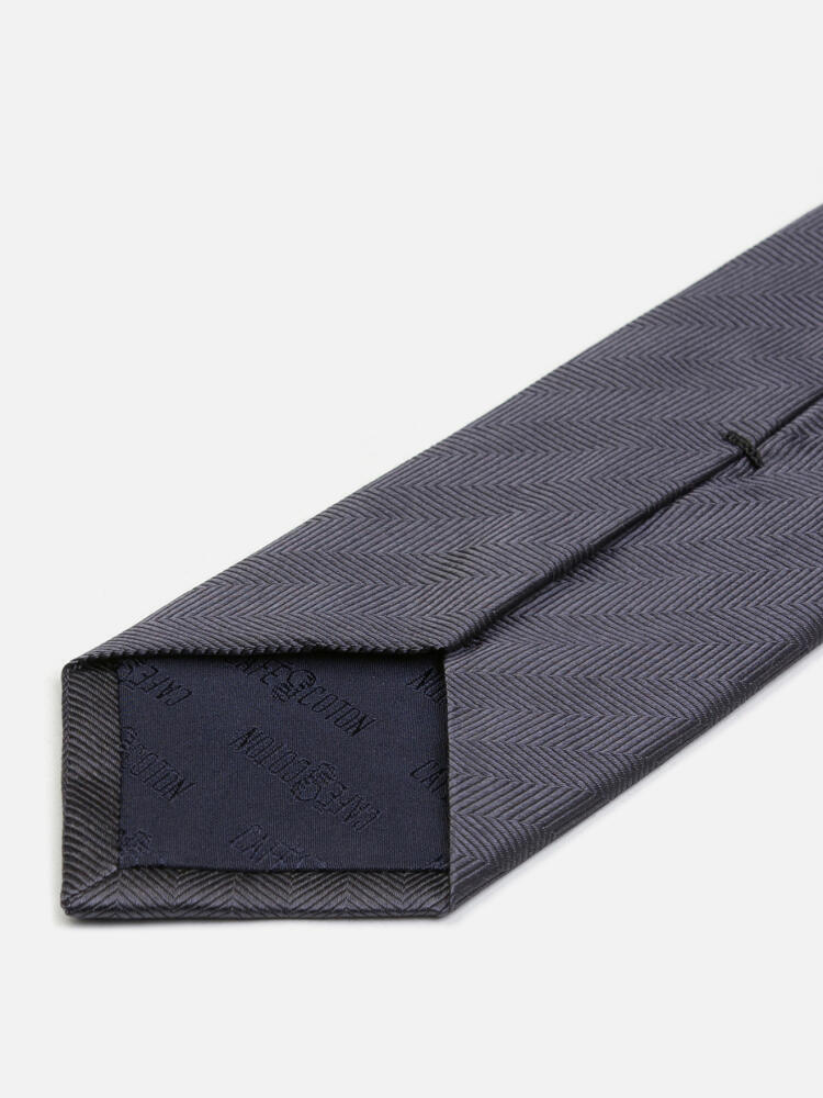 Cravate slim Jess en chevron de soie anthracite
