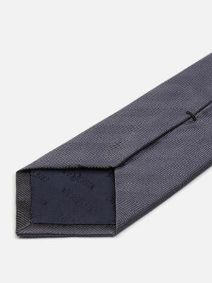 Cravate slim Jess en chevron de soie anthracite