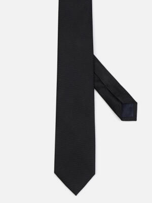 Cravate slim Marilis en oxford de soie noir