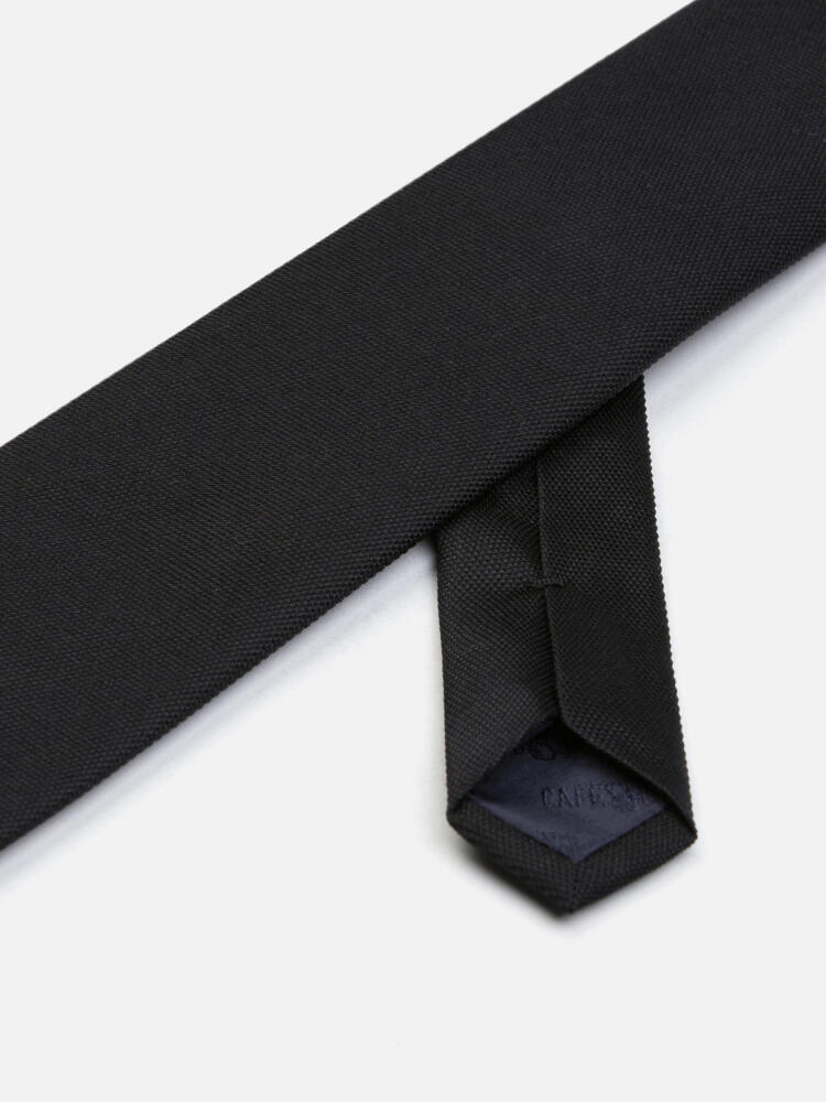 Cravate slim Marilis en oxford de soie noir