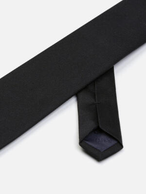 Cravate slim Marilis en oxford de soie noir